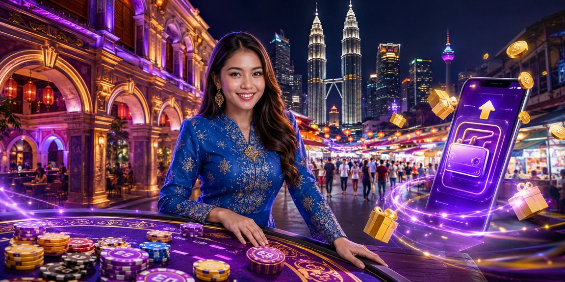 Wanita berbaju kurung membuat deposit dalam talian di Kuala Lumpur